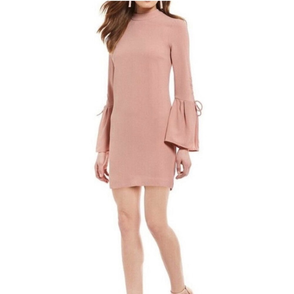 Wayf Pink Sheath Dress with Bell Sleeves